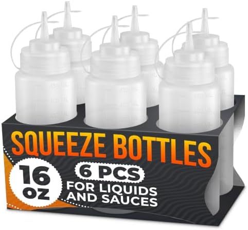 6-Pack 16 oz Sauce Squeeze Bottle, Condiment Squeeze Bottles for Sauces