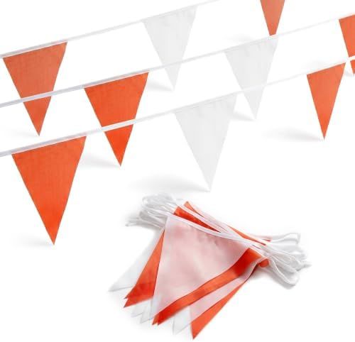 Pennant Banner Flags 100 Feet, Red and White Triangle Party String