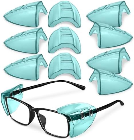Safety Glasses Side Shields, 6 Pcs Clip On, Fits Most Frames (Green)