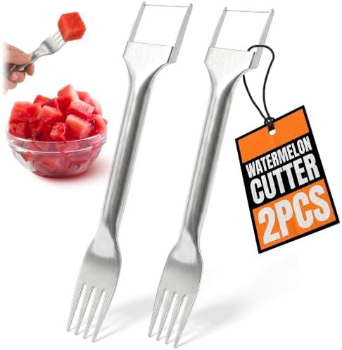 Watermelon Fork Slicer Cutter, Stainless Steel, 9.25 Inch (Silver)